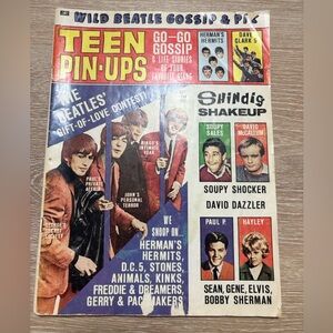 1965 Teen‎ Pin-Ups Magazine Oct Beatles Herman’s Hermits Dave Clark 5 Vintage